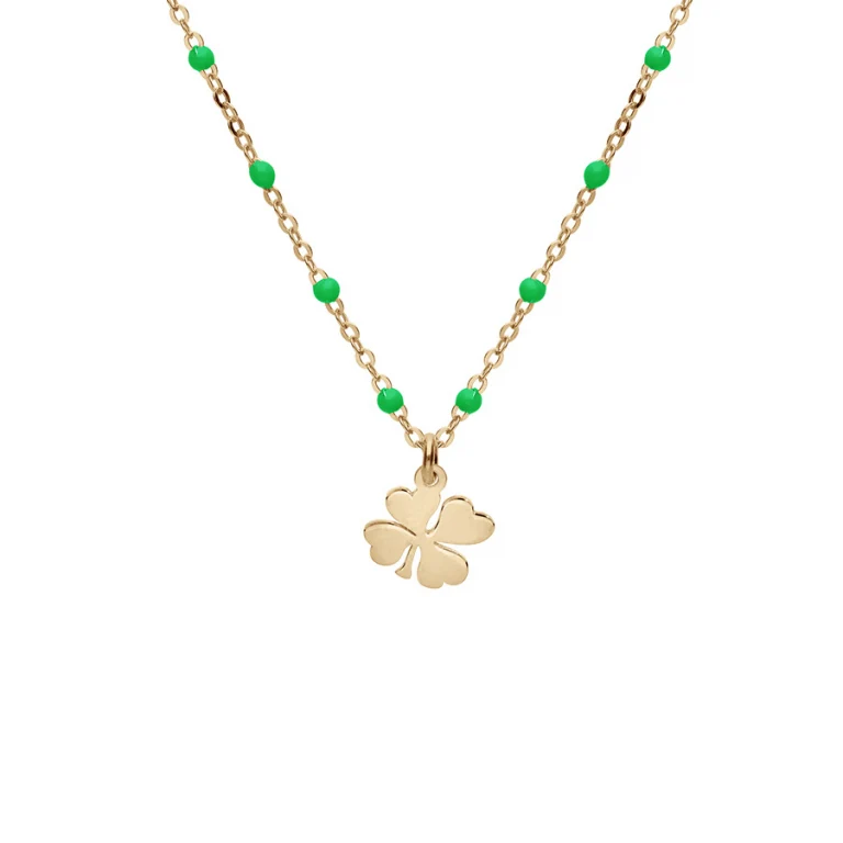 Collier trèfle en résine – Argent 925 doré | Azuline