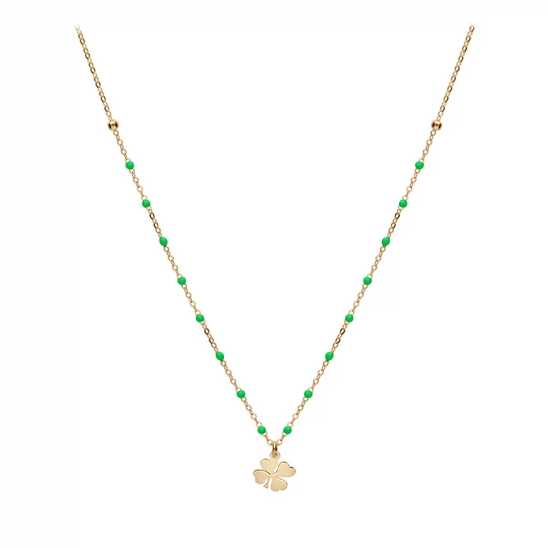 Collier trèfle en résine – Argent 925 doré | Azuline