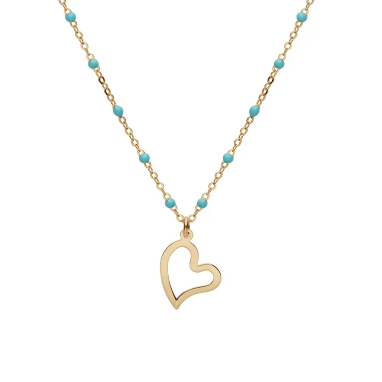 Collier cœur en résine à boules – Argent 925 doré | Azuline
