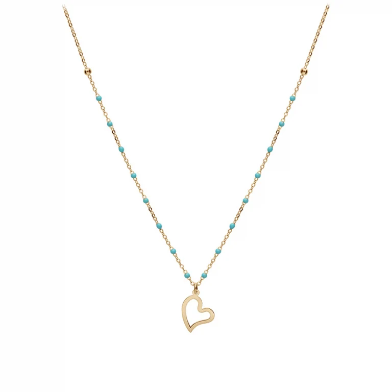 Collier cœur en résine à boules – Argent 925 doré | Azuline