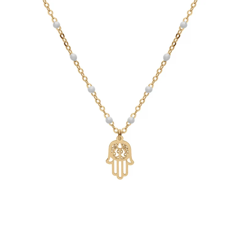 Collier boules résine blanches – Argent 925 doré | Azuline