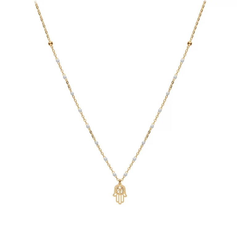 Collier boules résine blanches – Argent 925 doré | Azuline