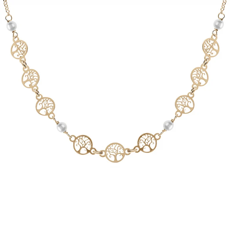 Collier arbre de vie à perles – Argent 925 doré | Azuline