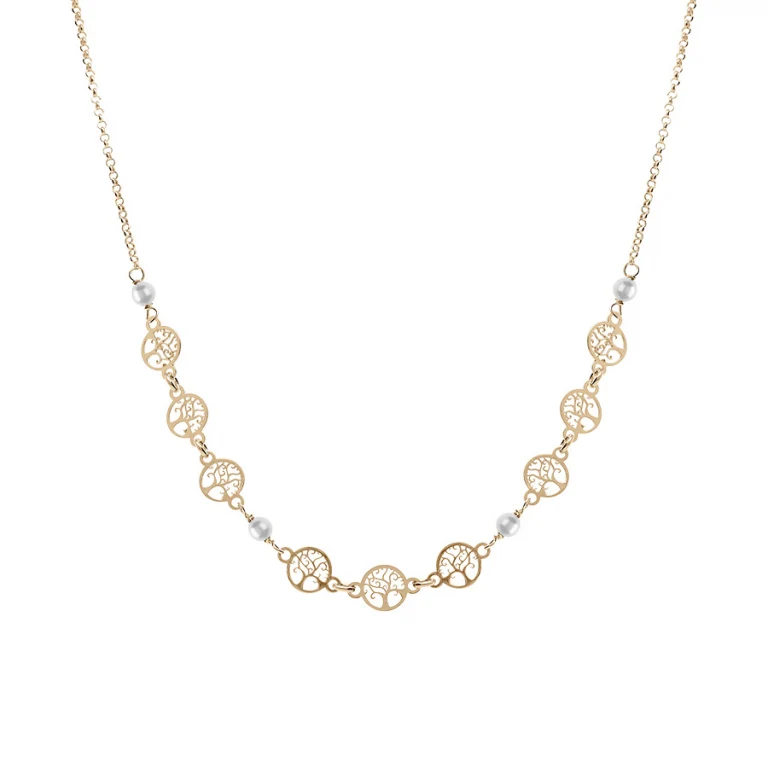 Collier arbre de vie à perles – Argent 925 doré | Azuline