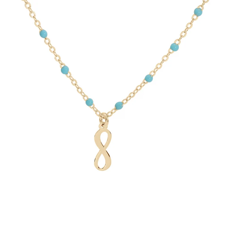 Collier infini et boules en résine turquoise imitation – Argent 925 doré | Azuline
