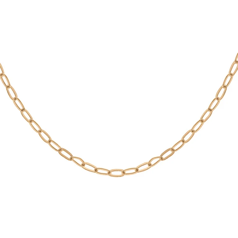 Collier long maille rectangulaire 50 cm – Argent 925 doré | Azuline