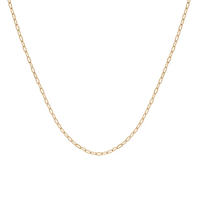 Collier long maille rectangulaire 50 cm – Argent 925 doré | Azuline
