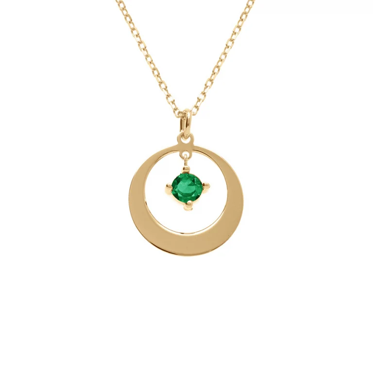 Collier cercle à oxyde vert – Argent 925 doré | Azuline