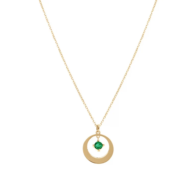 Collier cercle à oxyde vert – Argent 925 doré | Azuline
