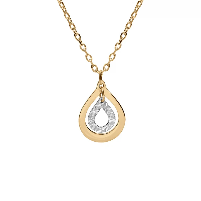 Collier goutte texturé – Argent 925 doré | Azuline