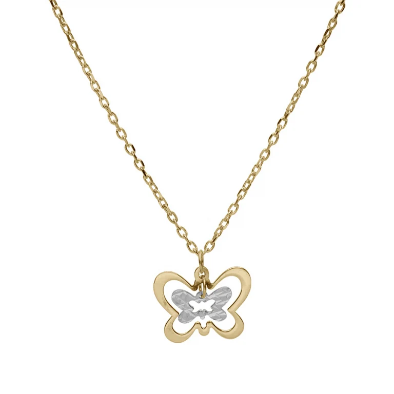 Collier papillon double rang – Argent 925 doré | Azuline