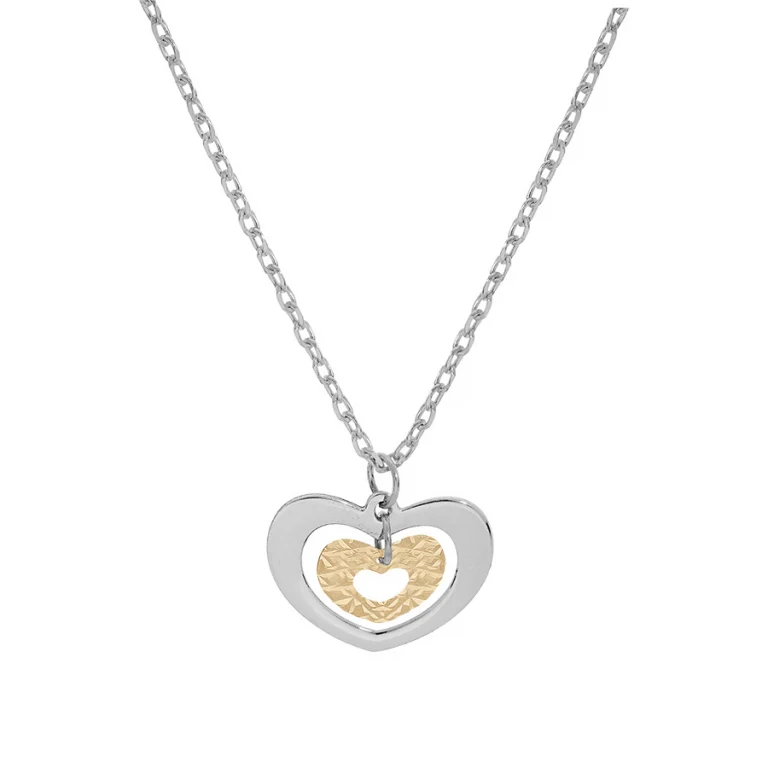 Collier cœur double rang – Argent 925 doré | Azuline