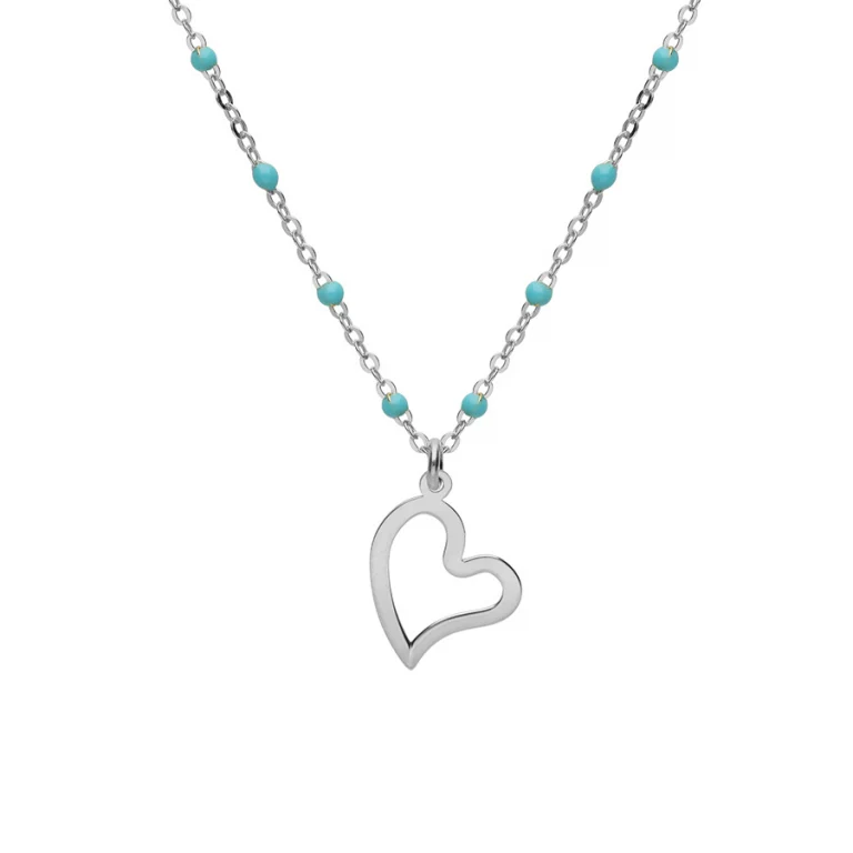 Collier cœur ajouré en résine – Argent 925 rhodié | Azuline