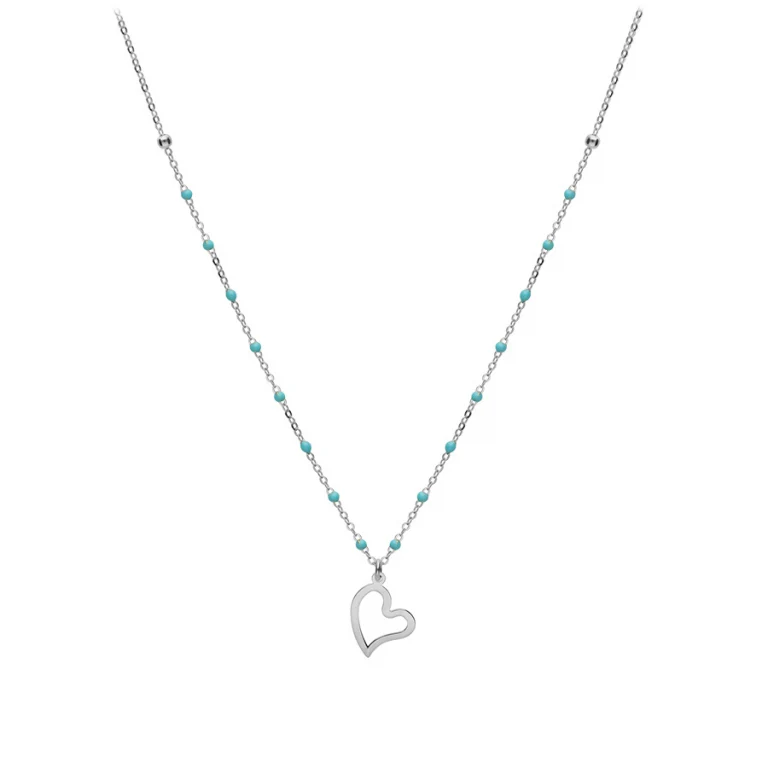 Collier cœur ajouré en résine – Argent 925 rhodié | Azuline