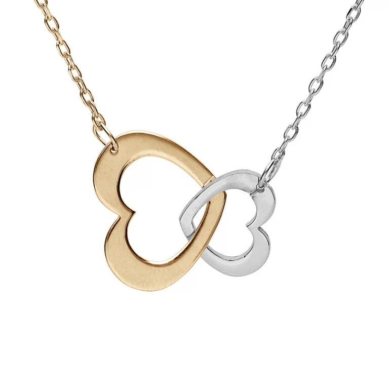 Collier double cœur – Argent 925 doré | Azuline