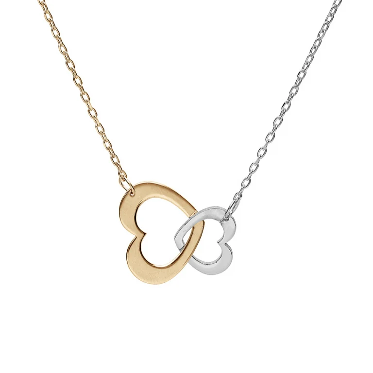 Collier double cœur – Argent 925 doré | Azuline