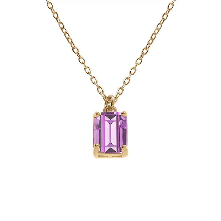 Collier rectangulaire à oxyde violet – Argent 925 doré | Azuline