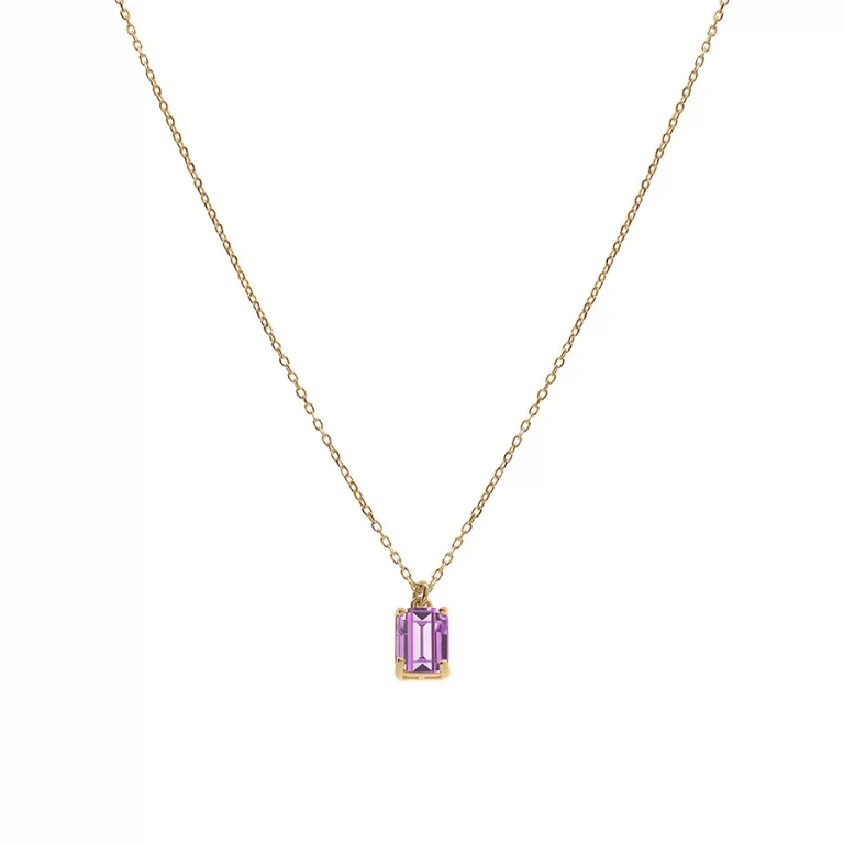 Collier rectangulaire à oxyde violet – Argent 925 doré | Azuline