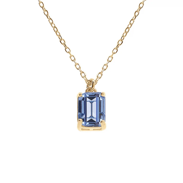 Collier rectangulaire à oxyde bleu ciel – Argent 925 doré | Azuline