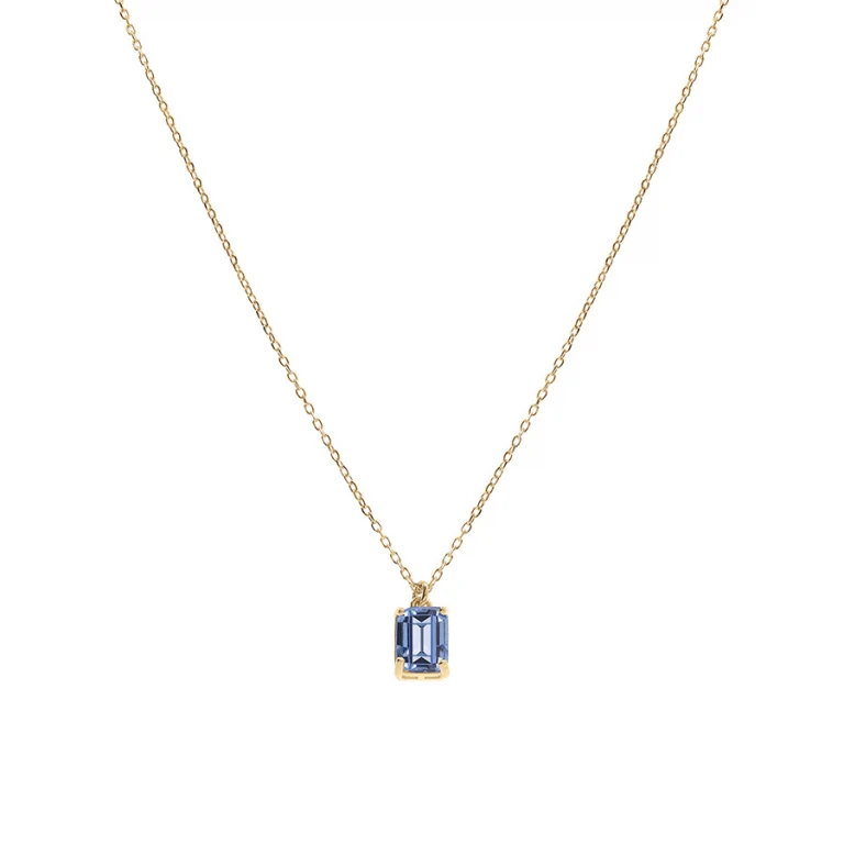 Collier rectangulaire à oxyde bleu ciel – Argent 925 doré | Azuline
