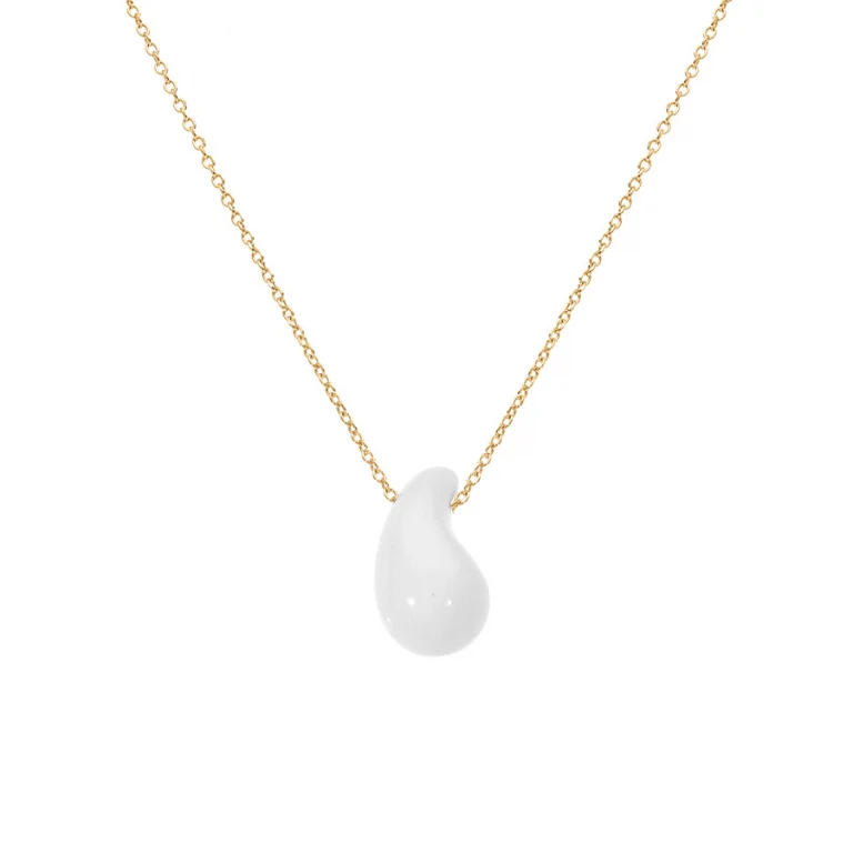 Collier goutte coloris blanc – Argent 925 doré | Azuline