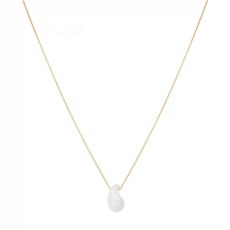 Collier goutte coloris blanc – Argent 925 doré | Azuline