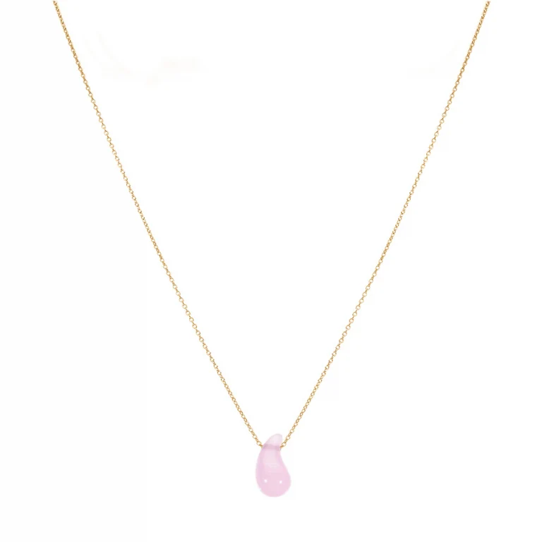Collier goutte coloris rose – Argent 925 doré | Azuline