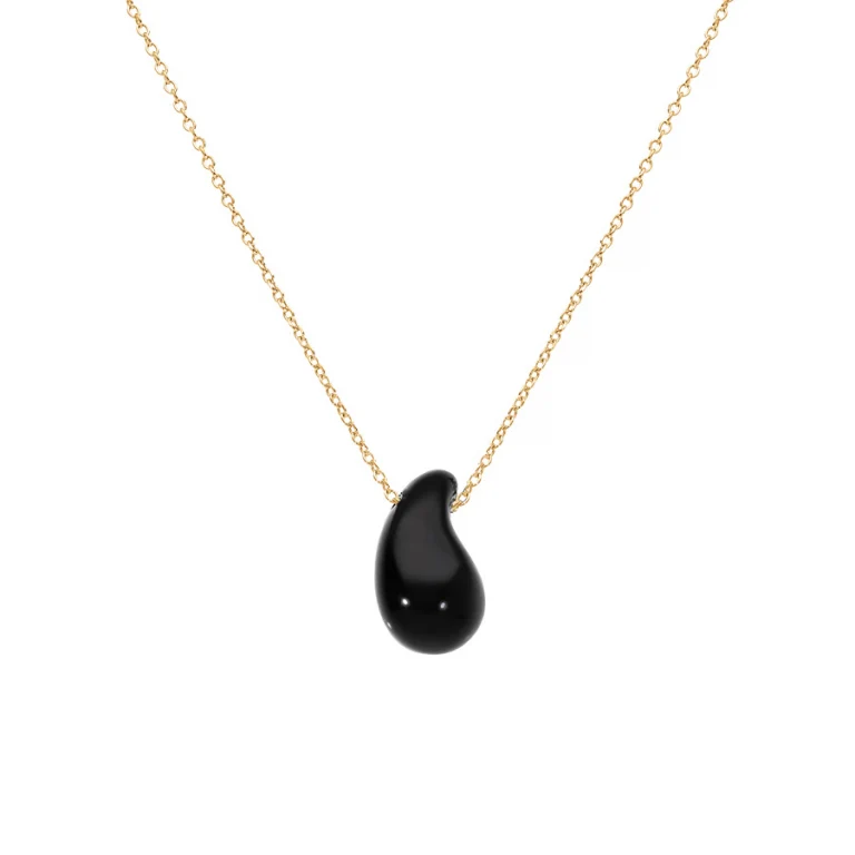 Collier goutte coloris noir – Argent 925 doré | Azuline