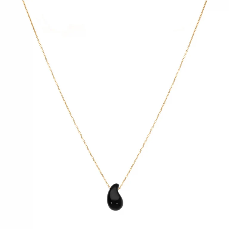 Collier goutte coloris noir – Argent 925 doré | Azuline