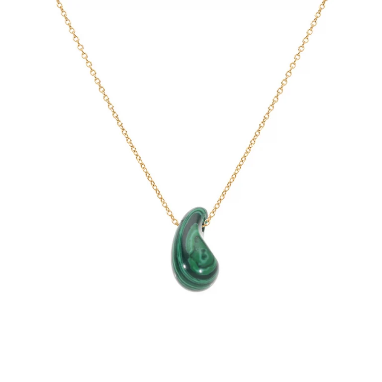 Collier goutte verte – Argent 925 doré | Azuline
