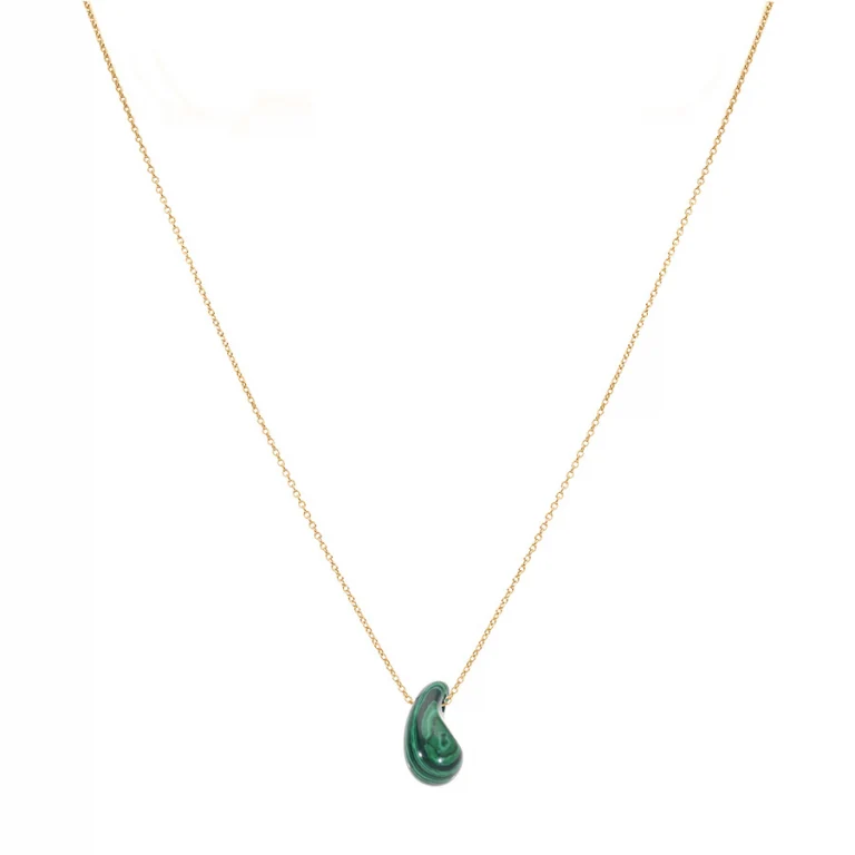 Collier goutte verte – Argent 925 doré | Azuline