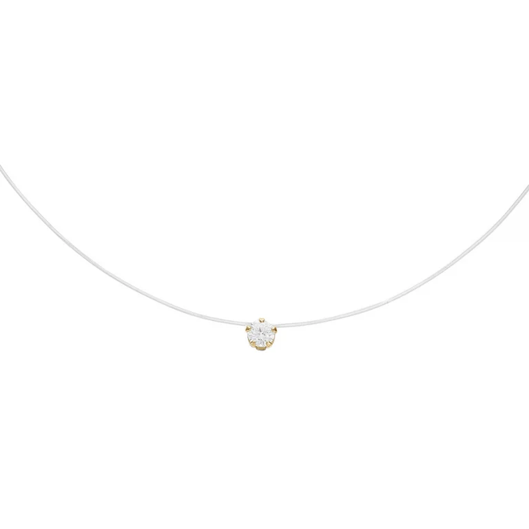 Collier long solitaire 50 cm – Argent 925 doré | Azuline