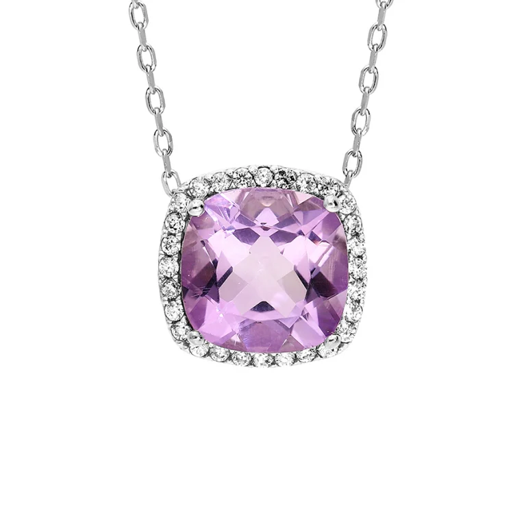 Collier carré à améthyste naturelle – Argent 925 rhodié | Azuline