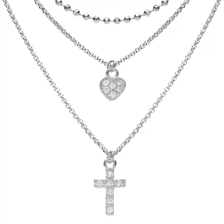 Collier ras de cou cœur croix 40 cm – Argent 925 rhodié | Azuline