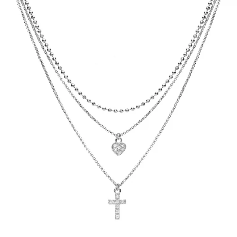 Collier ras de cou cœur croix 40 cm – Argent 925 rhodié | Azuline
