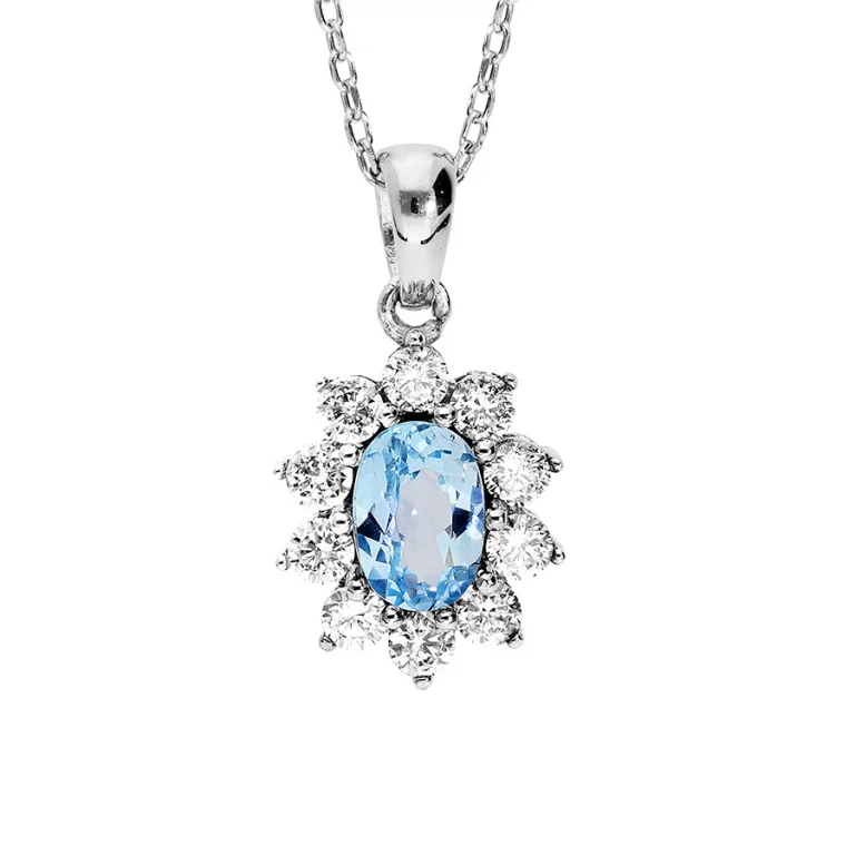Collier ovale à topaze bleue naturelle – Argent 925 rhodié | Azuline