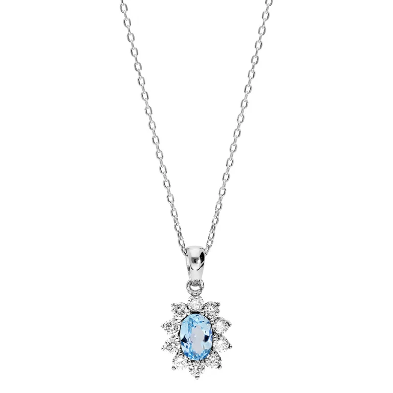 Collier ovale à topaze bleue naturelle – Argent 925 rhodié | Azuline