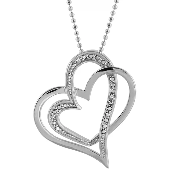 Collier cœur à pierres blanches synthétiques à billes – Argent 925 rhodié | Azuline