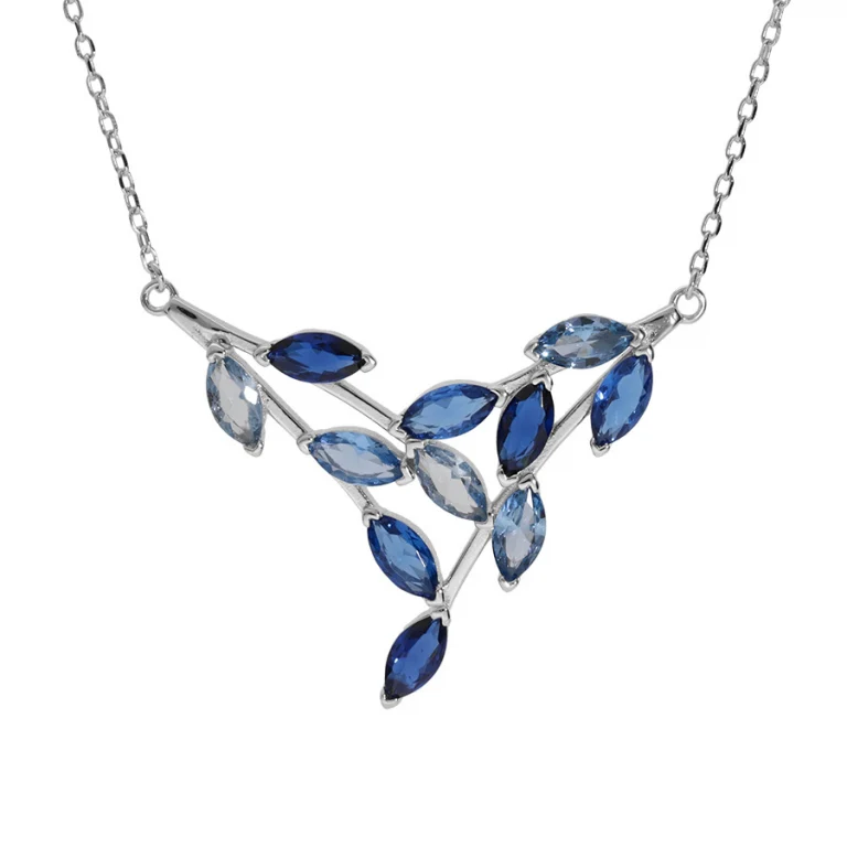 Collier pointe à pierres bleu ciel et bleu foncé – Argent 925 rhodié | Azuline