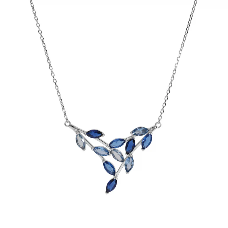 Collier pointe à pierres bleu ciel et bleu foncé – Argent 925 rhodié | Azuline