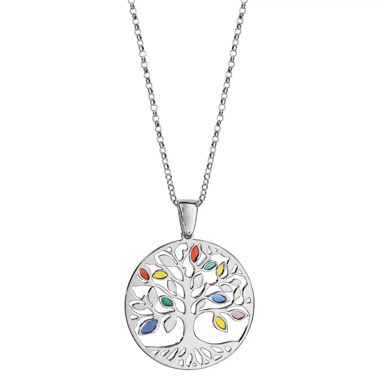 Collier arbre de vie en résine grand modèle – Argent 925 rhodié | Azuline