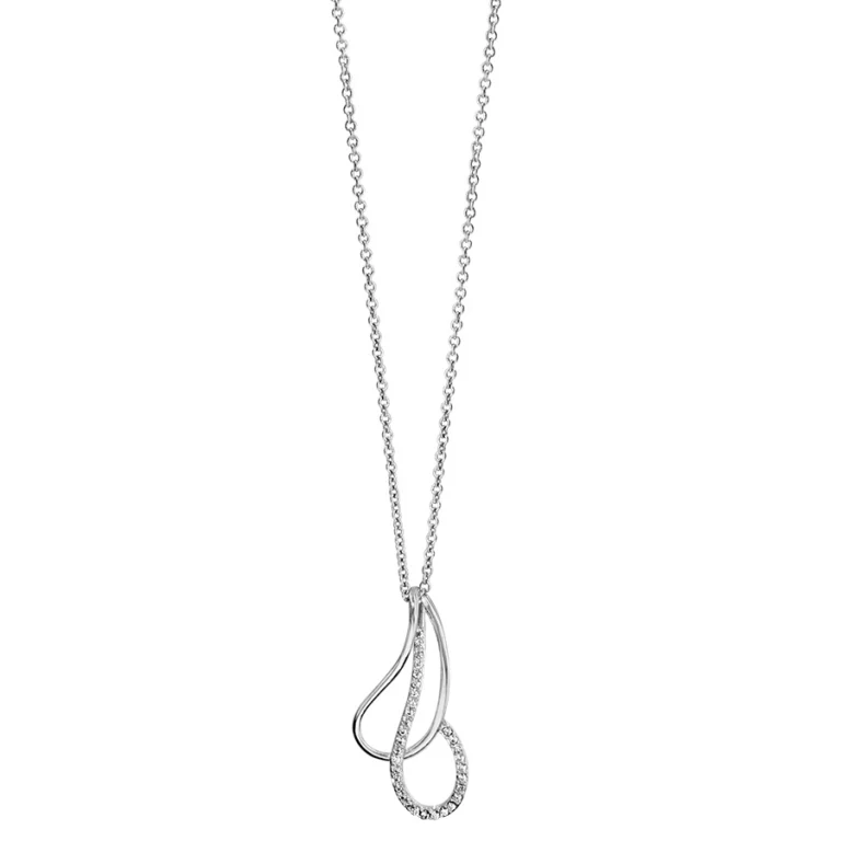 Collier goutte évidée croisée sertie d’oxydes blancs – Argent 925 rhodié | Azuline