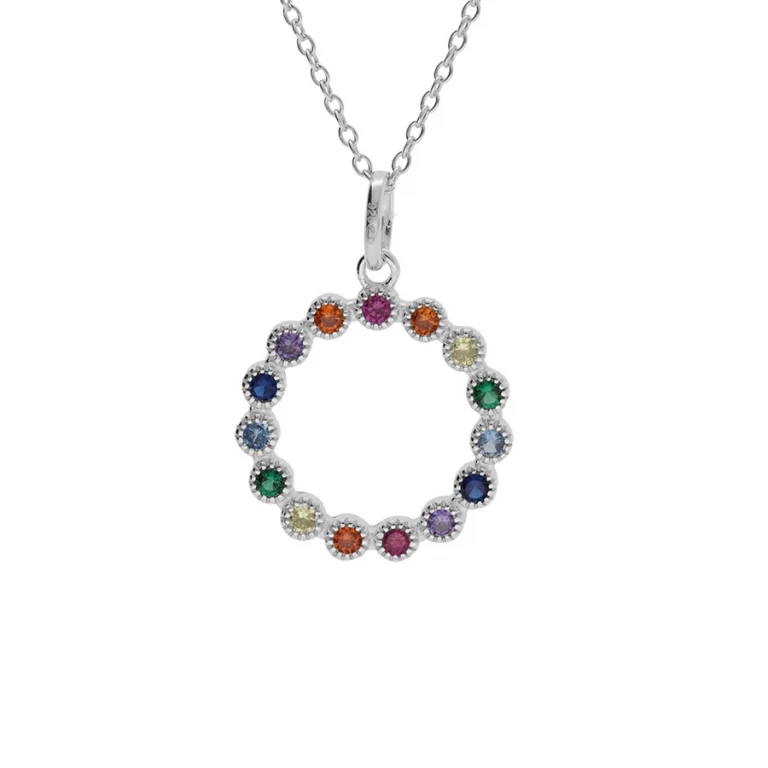 Collier cercle serti d’oxydes multicolores grand modèle – Argent 925 rhodié | Azuline