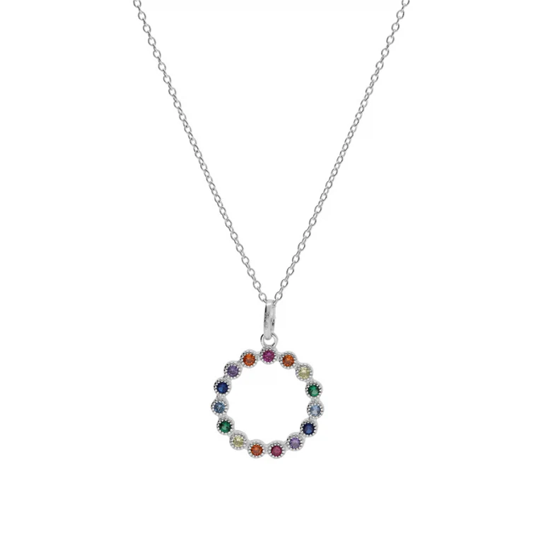 Collier cercle serti d’oxydes multicolores grand modèle – Argent 925 rhodié | Azuline