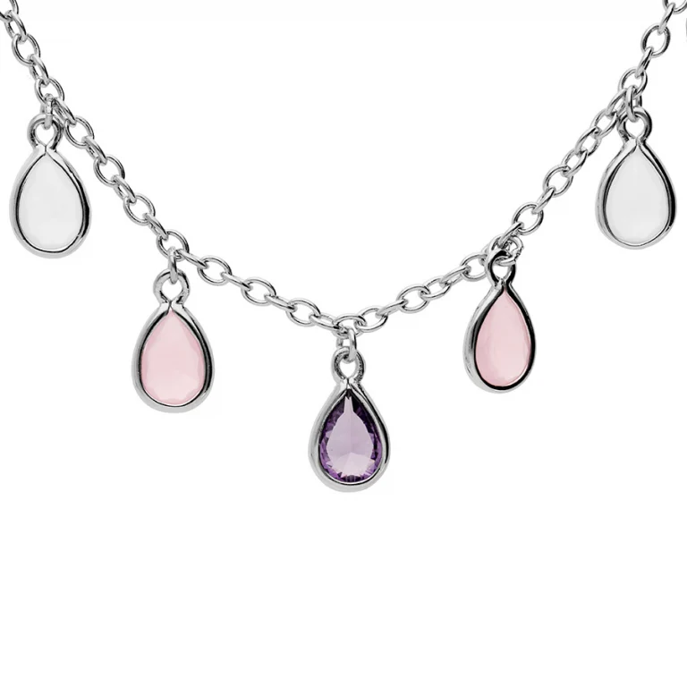 Collier pampille goutte serti d’oxydes multi couleurs – Argent 925 rhodié | Azuline