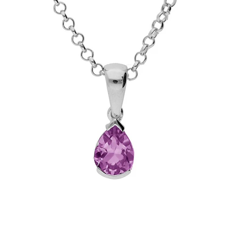 Collier améthyste taille poire – Argent 925 rhodié | Azuline