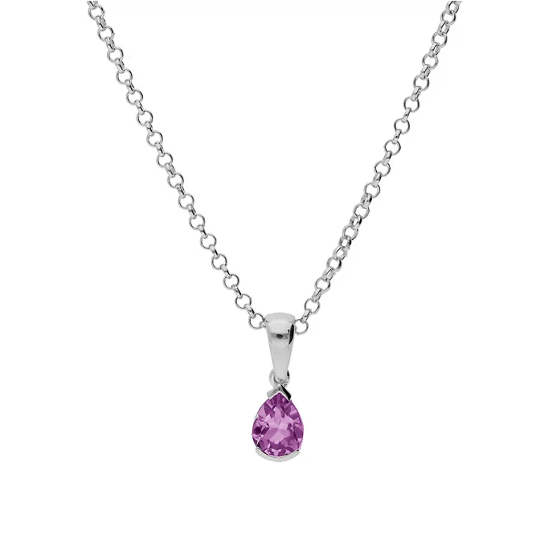 Collier améthyste taille poire – Argent 925 rhodié | Azuline