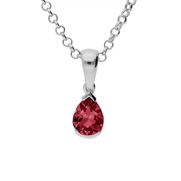 Collier grenat taille poire – Argent 925 rhodié | Azuline