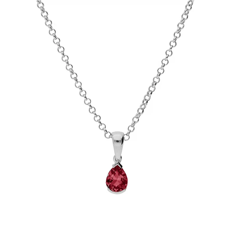 Collier grenat taille poire – Argent 925 rhodié | Azuline