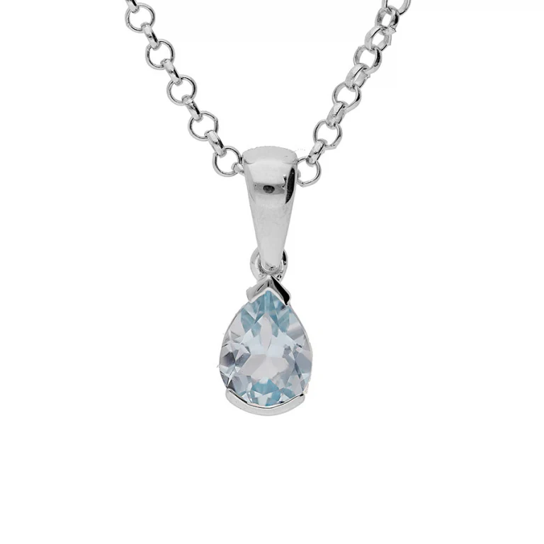 Collier topaze bleu taille poire – Argent 925 rhodié | Azuline